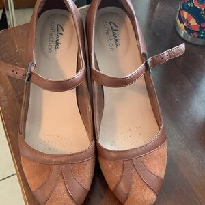 Clarks Tan Mary Jane Flats